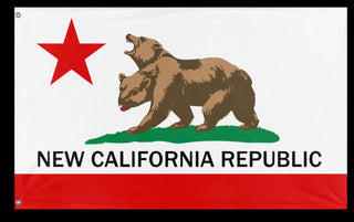 A mockup of the custom flag 'Accurate New California Republic flag' on a white background