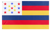 A mockup of the custom flag 'Dinoland flag' on a white background
