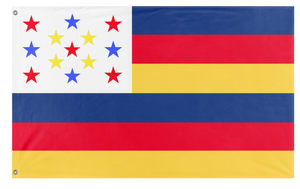 A mockup of the custom flag 'Dinoland flag' on a white background