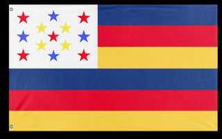 A mockup of the custom flag 'Dinoland flag' on a white background