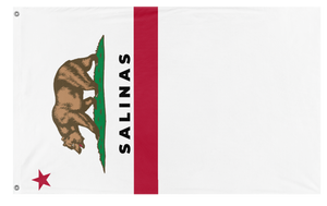 A mockup of the custom flag 'Cut salinas flag' on a white background