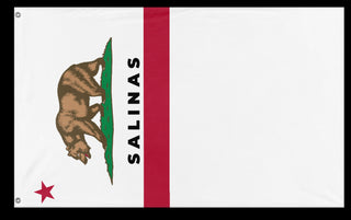 A mockup of the custom flag 'Cut salinas flag' on a white background
