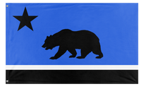 A mockup of the custom flag 'Republic of Monterey Bay flag' on a white background