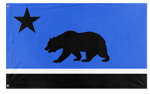 A mockup of the custom flag 'Republic of Monterey Bay flag' on a white background