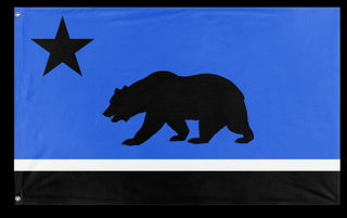 A mockup of the custom flag 'Republic of Monterey Bay flag' on a white background