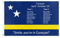 A mockup of the custom flag 'Curacao flag' on a white background