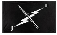 A mockup of the custom flag 'Death watch flag' on a white background