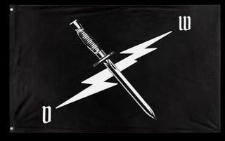 A mockup of the custom flag 'Death watch flag' on a white background