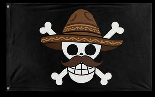 A mockup of the custom flag 'Mexico One PIece Gen Z Protest flag' on a white background