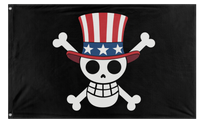 A mockup of the custom flag 'American One Piece Gen Z Protest flag' on a white background