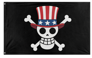 A mockup of the custom flag 'American One Piece Gen Z Protest flag' on a white background