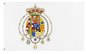A mockup of the custom flag 'Kingdom of the Two Sicilies flag' on a white background