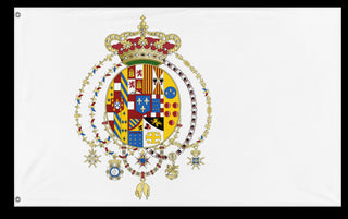 A mockup of the custom flag 'Kingdom of the Two Sicilies flag' on a white background