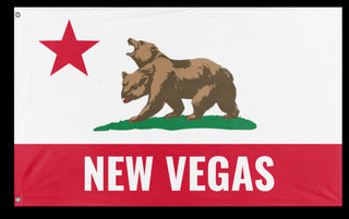 A mockup of the custom flag 'New Californian Vegas flag' on a white background