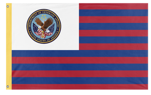A mockup of the custom flag 'Veterans Affairs  flag' on a white background