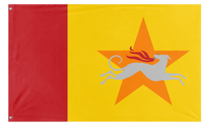 A mockup of the custom flag 'Distributism flag' on a white background