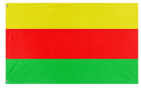 A mockup of the custom flag 'Rojava flag' on a white background