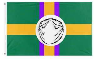 A mockup of the custom flag 'Thorners Flag' on a white background