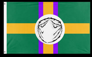 A mockup of the custom flag 'Thorners Flag' on a white background