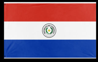 A mockup of the custom flag 'paraguaydesk flag' on a white background