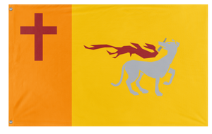 A mockup of the custom flag 'Distributism flag' on a white background