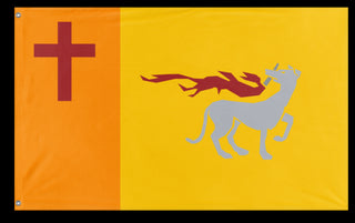 A mockup of the custom flag 'Distributism flag' on a white background