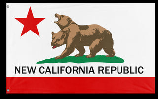 A mockup of the custom flag 'New California Republic flag' on a white background
