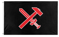 A mockup of the custom flag 'Schwarze Front flag' on a white background