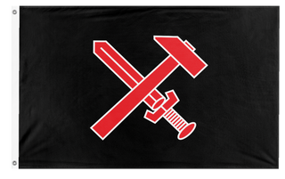A mockup of the custom flag 'Schwarze Front flag' on a white background