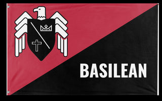 A mockup of the custom flag 'Basil CNT Inspired flag' on a white background