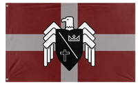 A mockup of the custom flag 'Basil Cross flag' on a white background
