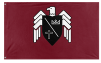 A mockup of the custom flag 'Basil Crest flag' on a white background