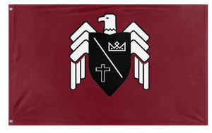 A mockup of the custom flag 'Basil Crest flag' on a white background