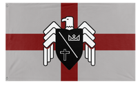 A mockup of the custom flag 'Basil England White flag' on a white background