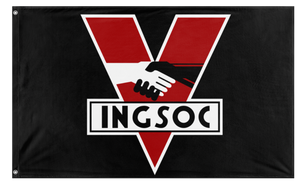 A mockup of the custom flag 'INGSOC flag' on a white background