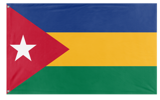 A mockup of the custom flag 'Rukhansas flag' on a white background