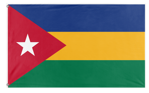 A mockup of the custom flag 'Rukhansas flag' on a white background