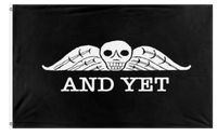 A mockup of the custom flag 'And yet flag' on a white background