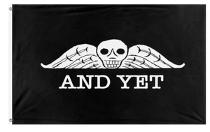 A mockup of the custom flag 'And yet flag' on a white background