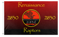 A mockup of the custom flag 'Renaissance Raptor  flag' on a white background