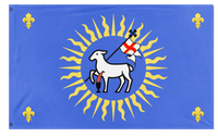 A mockup of the custom flag 'AGNVS DEI flag' on a white background