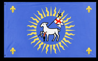 A mockup of the custom flag 'AGNVS DEI flag' on a white background