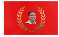 A mockup of the custom flag 'Prattaria flag' on a white background