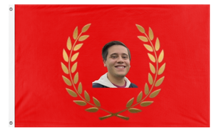 A mockup of the custom flag 'Prattaria flag' on a white background