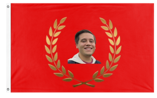 A mockup of the custom flag 'Prattaria flag' on a white background