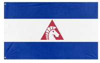 A mockup of the custom flag 'Tricoslavia flag' on a white background