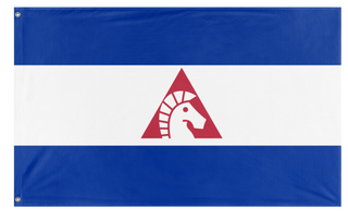 A mockup of the custom flag 'Tricoslavia flag' on a white background