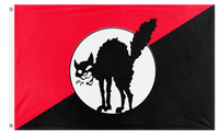 A mockup of the custom flag 'Sabocat flag' on a white background