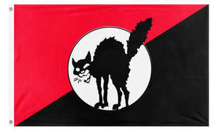 A mockup of the custom flag 'Sabocat flag' on a white background