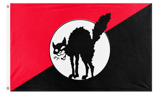 A mockup of the custom flag 'Sabocat flag' on a white background